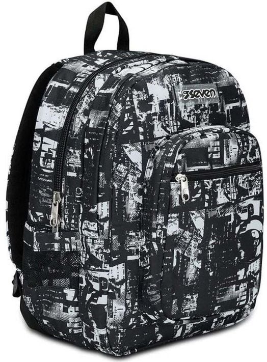 Ученическа раница Seven Freethink Jet Black с две отделения и USB порт