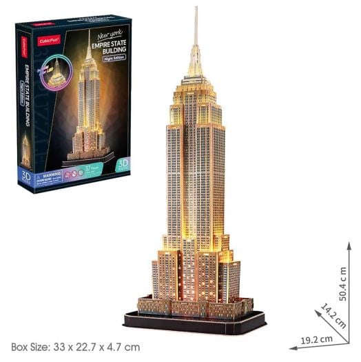 Светещ 3D пъзел Cubic Fun - Емпайър Стейт Билдинг, 37 части