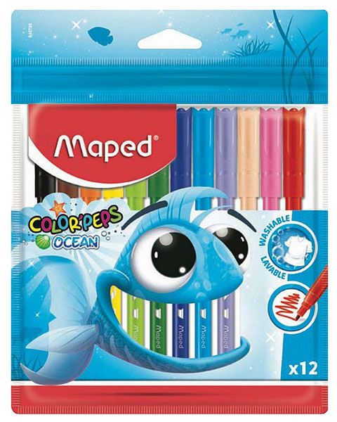 Флумастери Maped Color'Peps Ocean, 12 цвята