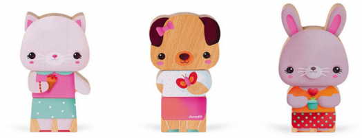 Дървена магнитна играчка Janod - Домашни любимци