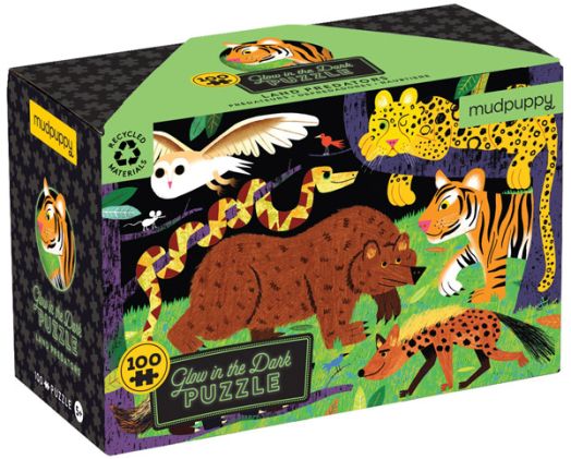 Детски светещ пъзел Mudpuppy: Земни хищници, 100 части