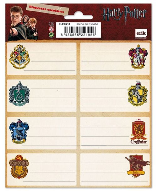 Ученически етикети Harry Potter - Hogwarts Houses, 16 бр.