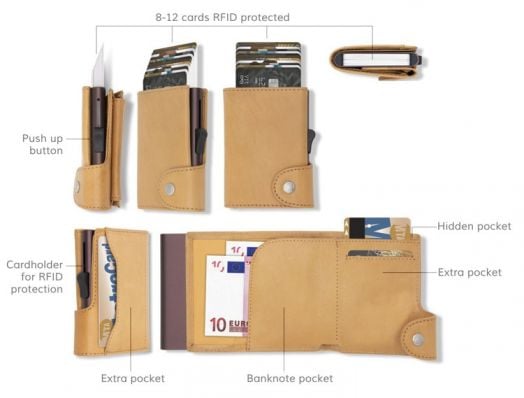 Портфейл за карти и монети C-secure XL Cobalt