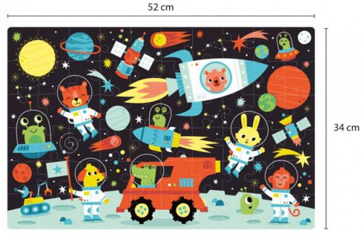 Детски светещ пъзел Apli Kids - Космос, 60 части