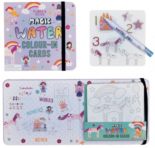 Оцветяване с вода Floss & Rock, Magic Colour-in cards, Fairy Unicorn - Еднорог