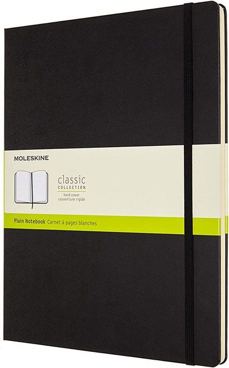 Черен тефтер Moleskine Classic Black A4 с твърди корици и нелинирани листа