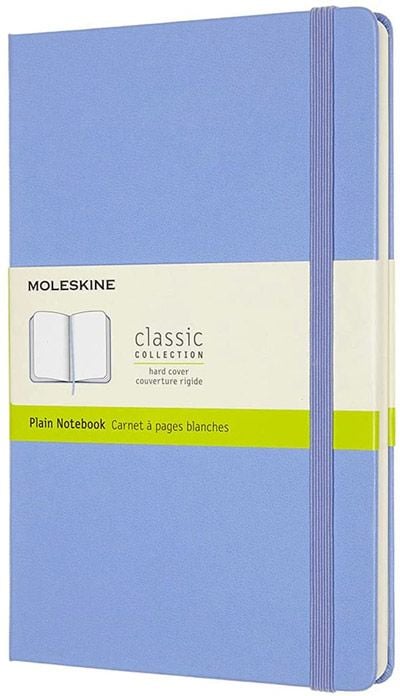 Класически тефтер Moleskine Classic Hydrangea Blue с твърди корици и нелинирани страници