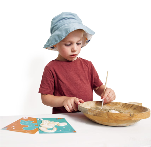 Образователна игра Janod - Намерете и сглобете динозаврите