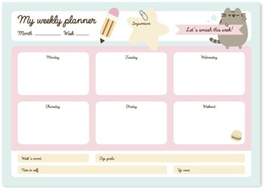 Седмичен планер - пад Pusheen The Cat - Foodie, А4, 52 листа