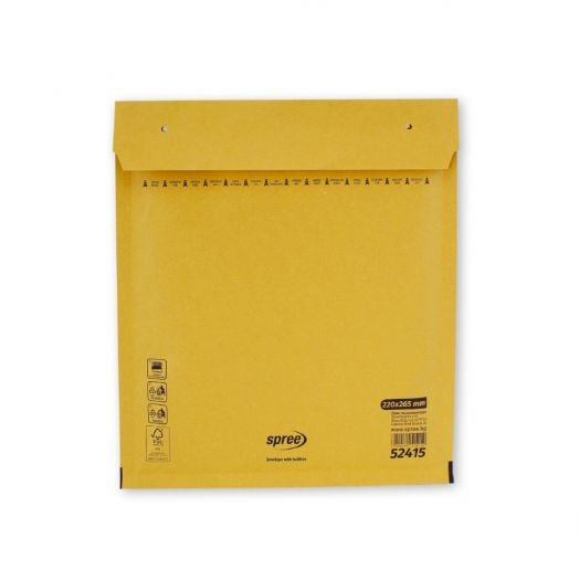 Удароустойчив кафяв плик Spree с въздушни мехурчета, 220 x 265 мм.