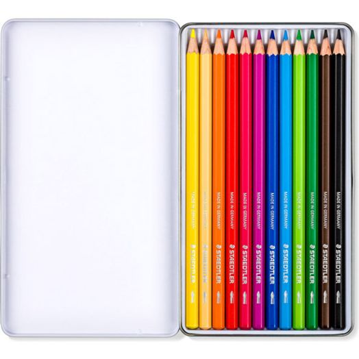Комплект цветни моливи в метална кутия Staedtler Design Journey, 12 цвята