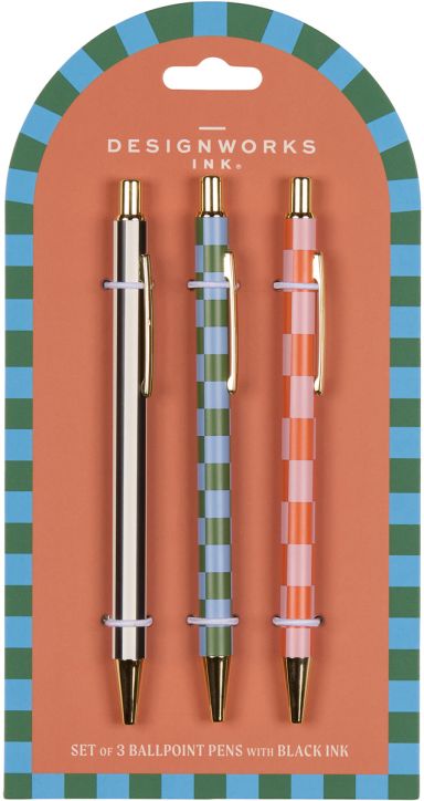 Комплект химикалки DesignWorks Ink - Stripes and Checks, 3 бр.