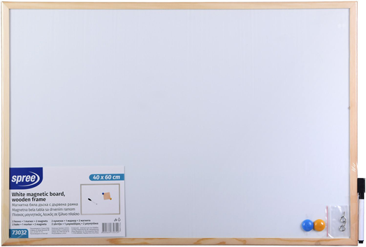 Магнитна бяла дъска с дървена рамка Spree, 40 x 60 см.