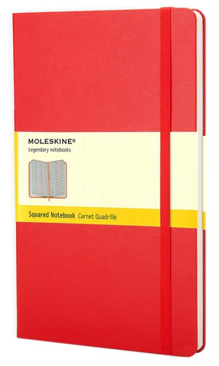 Джобен червен тефтер Moleskine с твърди корици, страници на квадратчета