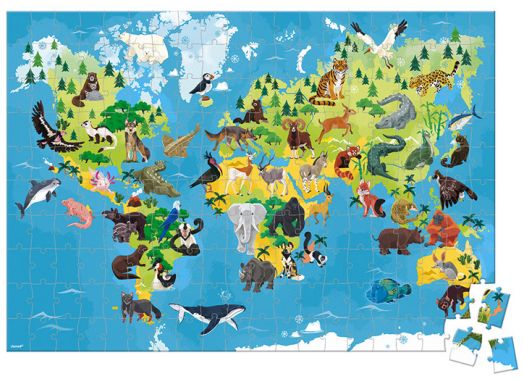 Образователен пъзел Janod - Застрашени животни