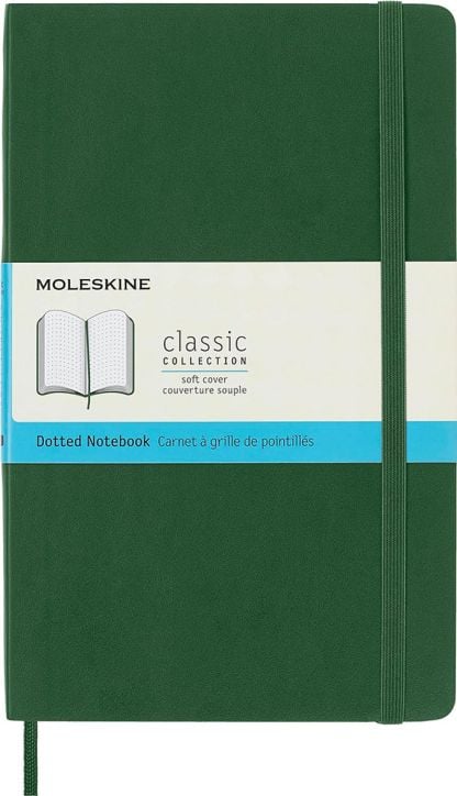 Класически тефтер Moleskine Classic Myrtle Green с меки корици и страници на точки