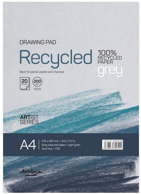 Скицник Drasca Recycled Drawing Pad Grey, A4 20 листа