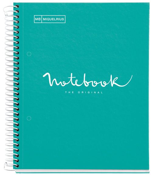 Тетрадка Miquelrius Emotions А5 със спирала, 80 листа на широки редове, тюркоаз