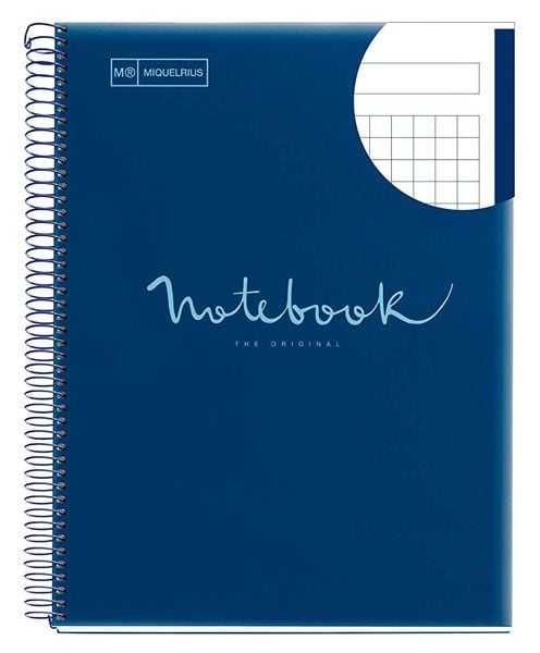 Тетрадка Miquelrius Emotions PVC А4 със спирала, 80 листа на малки квадратчета, тъмносиня