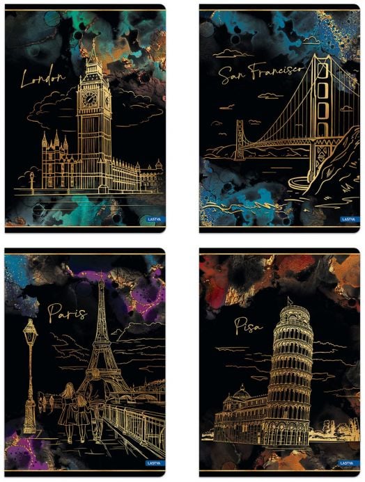 Тетрадка Lastva Gold City А4, 50 листа с широки редове