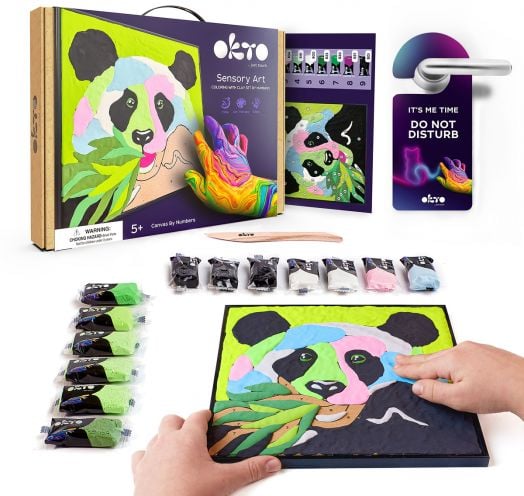 Творчески комплект Okto - Рисуване по номера с лек моделин - Панда