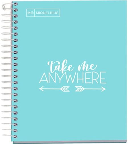 Тефтерче Miquelrius Messages А6 със спирала, 100 листа на широки редове, светлосиньо