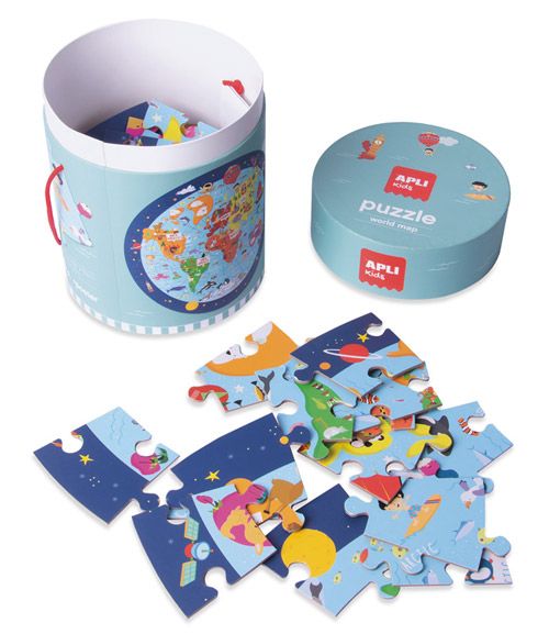 Кръгъл пъзел Apli Kids - Карта на света, 48 части