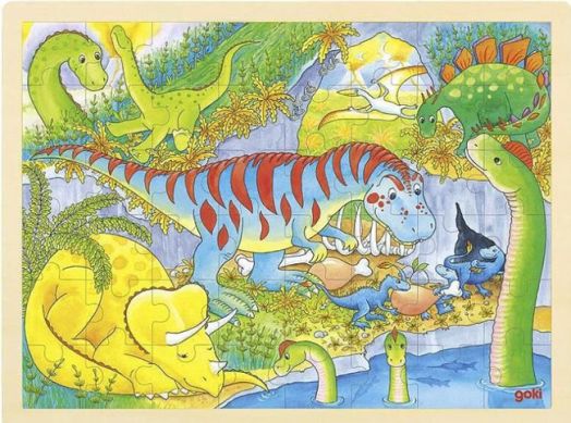 Дървен пъзел Goki - Динозаври