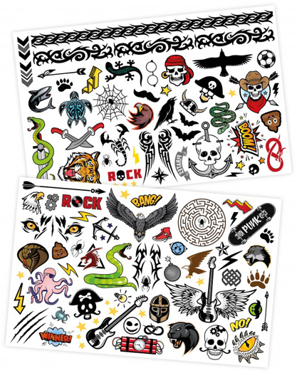 Отмиващи се татуировки за момче Buki Be Teens, 75 броя