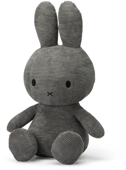 Плюшена играчка Miffy Eco Corduroy - базалтовосив заек, 70 см.