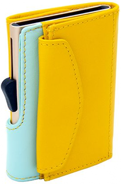 Портфейл за карти и монети C-secure Saffron/Aqua, жълт цвят