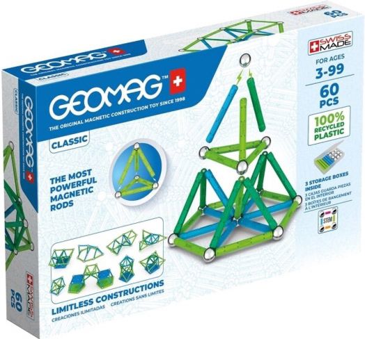 Магнитен конструктор Geomag - Classic Recycled, 60 части