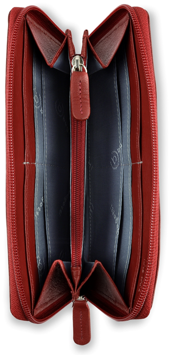Дамски кожен портфейл с цип Bugatti Banda Ladies Long Wallet, червен