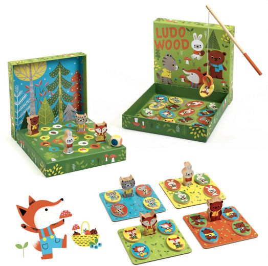 Детска игра Djeco: Ludo Wood, 4 игри