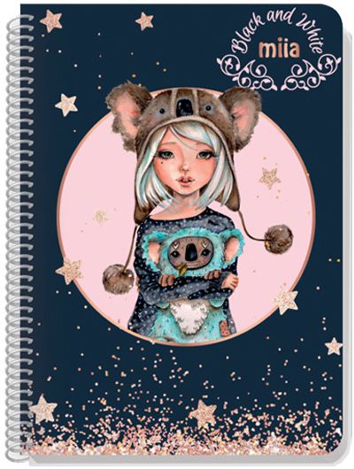 Бележник със спирала Black & White Miia, 80 листа с широки редове