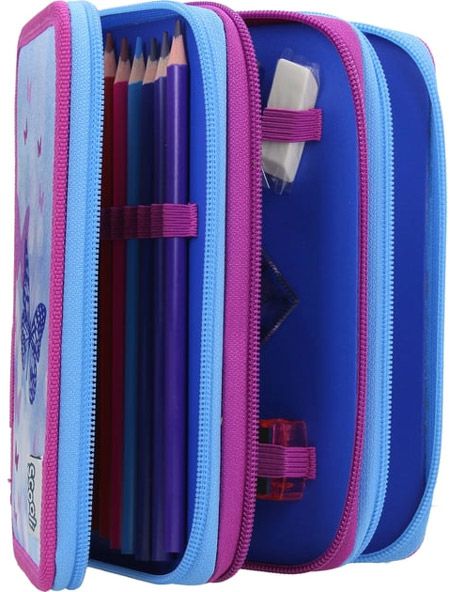 Ученически несесер Пеперуди с три отделения, пълен - модел 2022