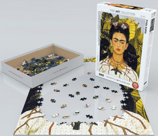 Пъзел Eurographics - Фрида Кало - автопортрет с огърлица и колибри, 1000 части