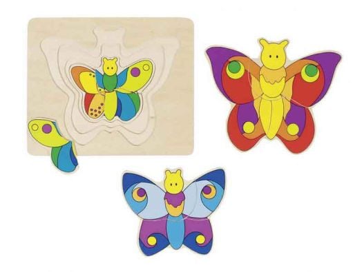 Дървен многослоен пъзел Goki, пеперуда