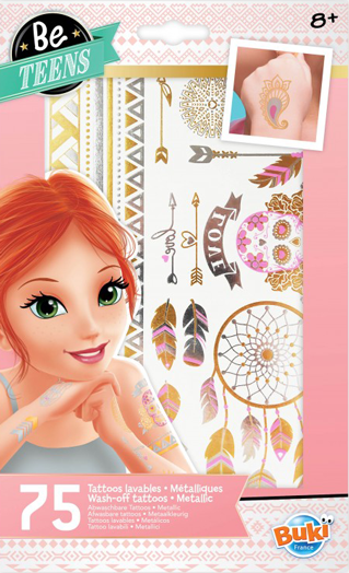 Временни татуировки Buki Be Teens - Металик, 75 броя