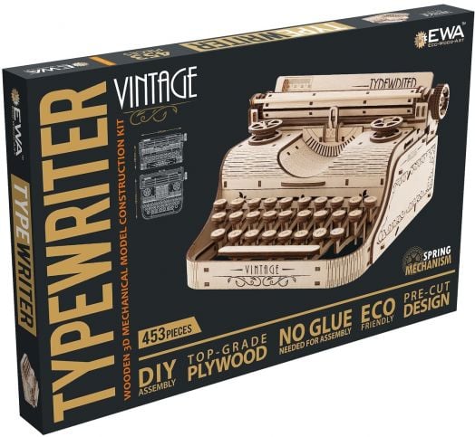 Дървен 3D модел на пишеща машина за сглобяване EWA