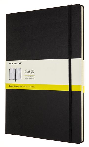 Черен тефтер Moleskine Classic Black в размер A4 с твърди корици и листа на малки квадратчета