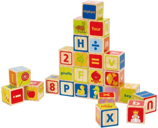 Дървени кубчета Hape - Числа и букви