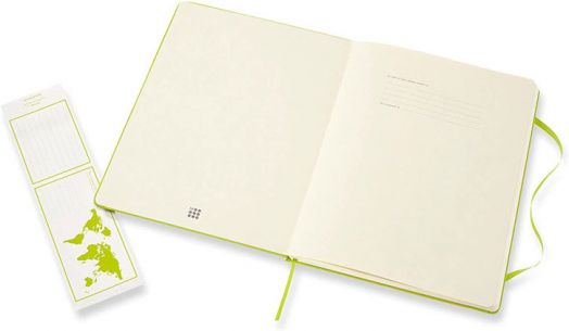 Голям зелен тефтер Moleskine Classic Lemon Green с твърди корици и линирани страници