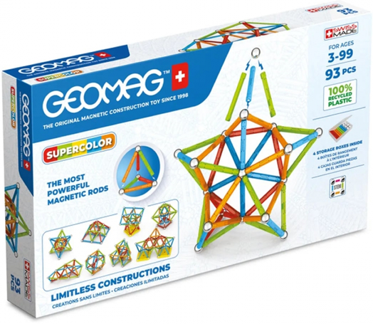 Магнитен конструктор Geomag - Supercolor, 93 части