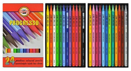 Цветни моливи Progresso с лаково покритие, 24 цвята