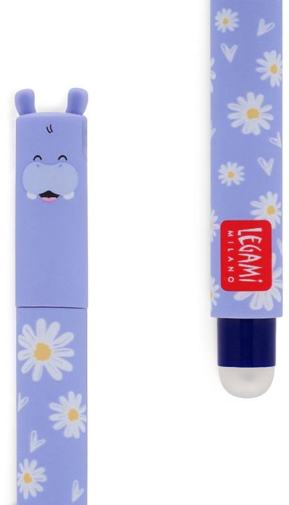 Изтриваема гел химикалка Legami Hippo с капачка и гумичка