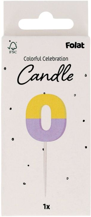 Свещ за рожден ден Folat Stripetastic - Цифра 0