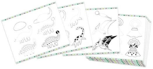 Комплект за рисуване стъпка по стъпка Janod - Динозаври