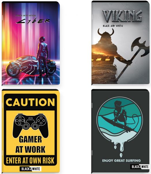 Тетрадка Black & White Boy A5, 60 листа - широки редове