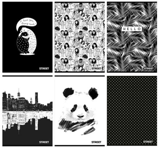 Тетрадка Street Black & White А5, 60 листа с широки редове